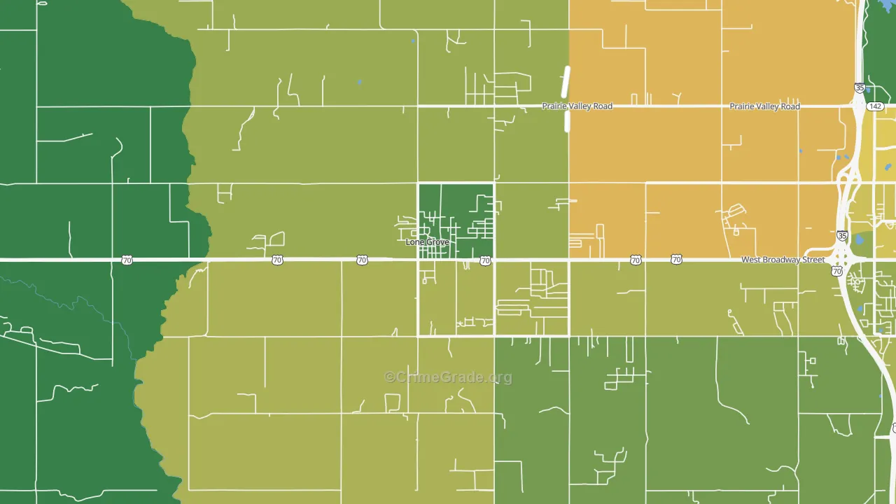 Lone Grove, OK Map of Vehicle Theft Rates
