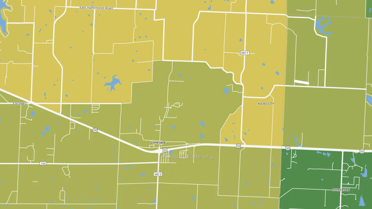 Lone Jack, MO Map of Vehicle Theft Rates