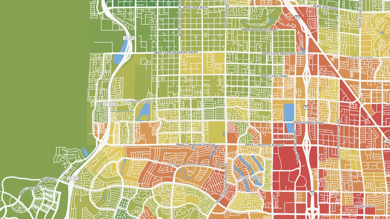 Lone Mountain, Las Vegas, NV Map of Vehicle Theft Rates