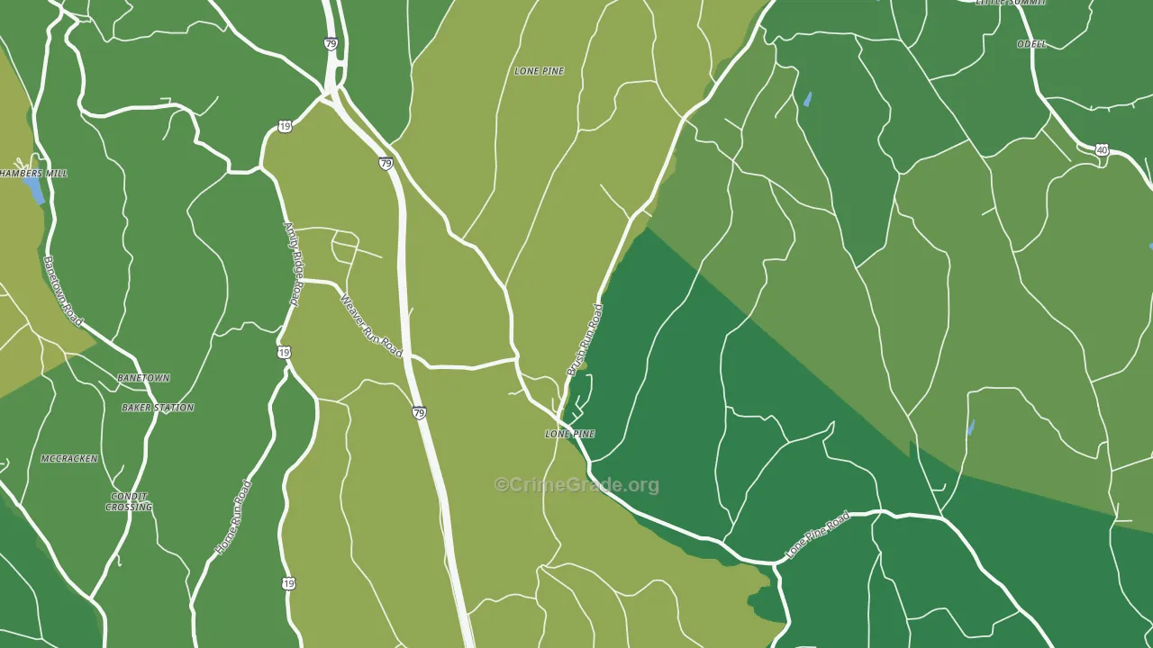 Lone Pine, PA Map of Vehicle Theft Rates