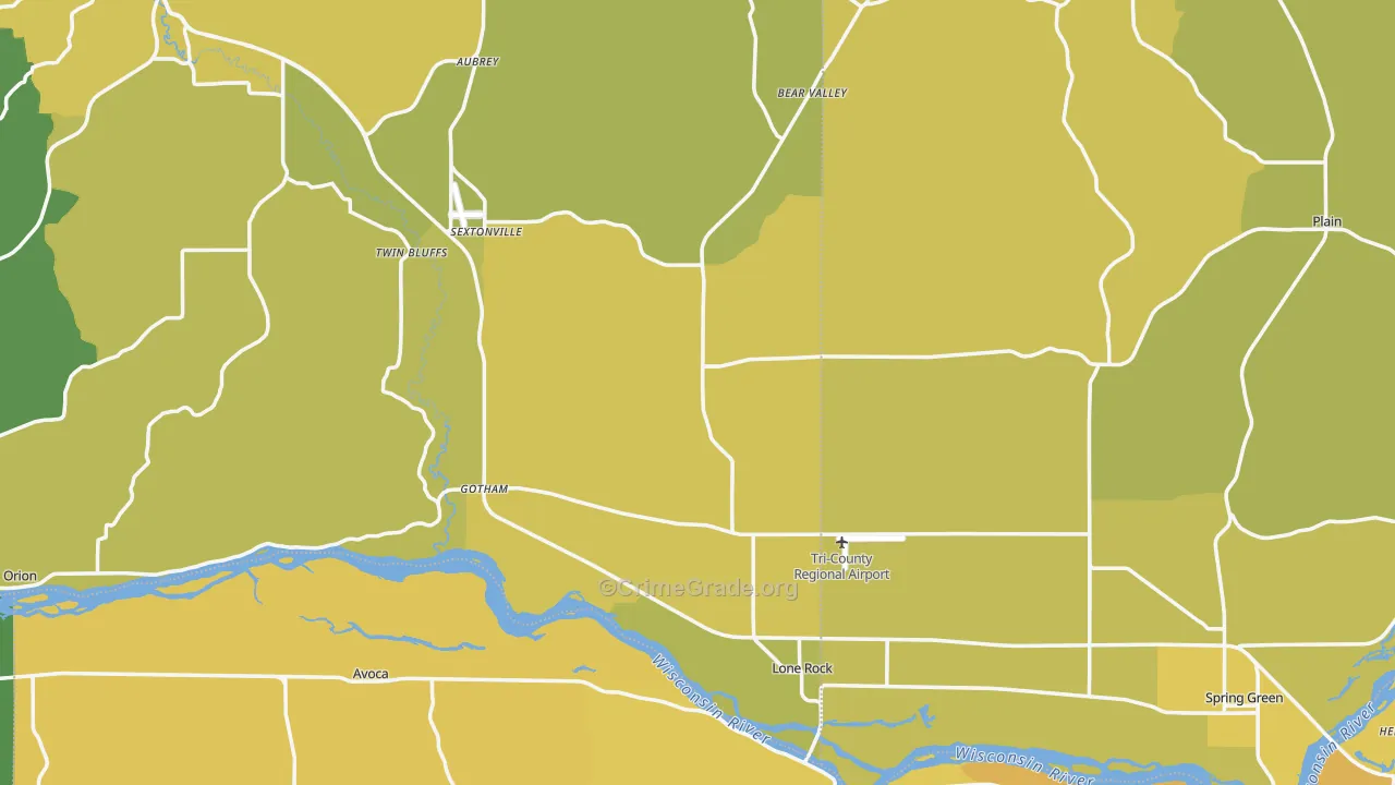 Lone Rock, WI Map of Vehicle Theft Rates