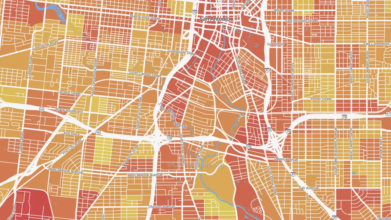 Lone Star, San Antonio, TX Map of Vehicle Theft Rates