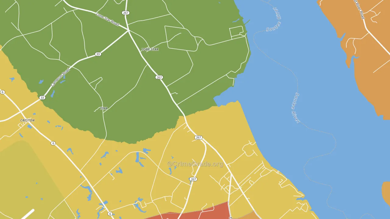 Lone Star, SC Map of Vehicle Theft Rates