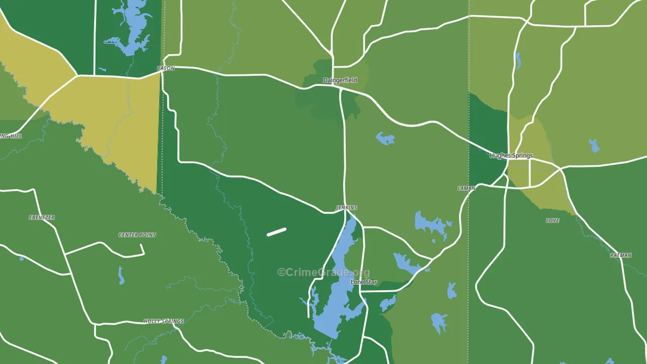 Lone Star, TX Map of Vehicle Theft Rates
