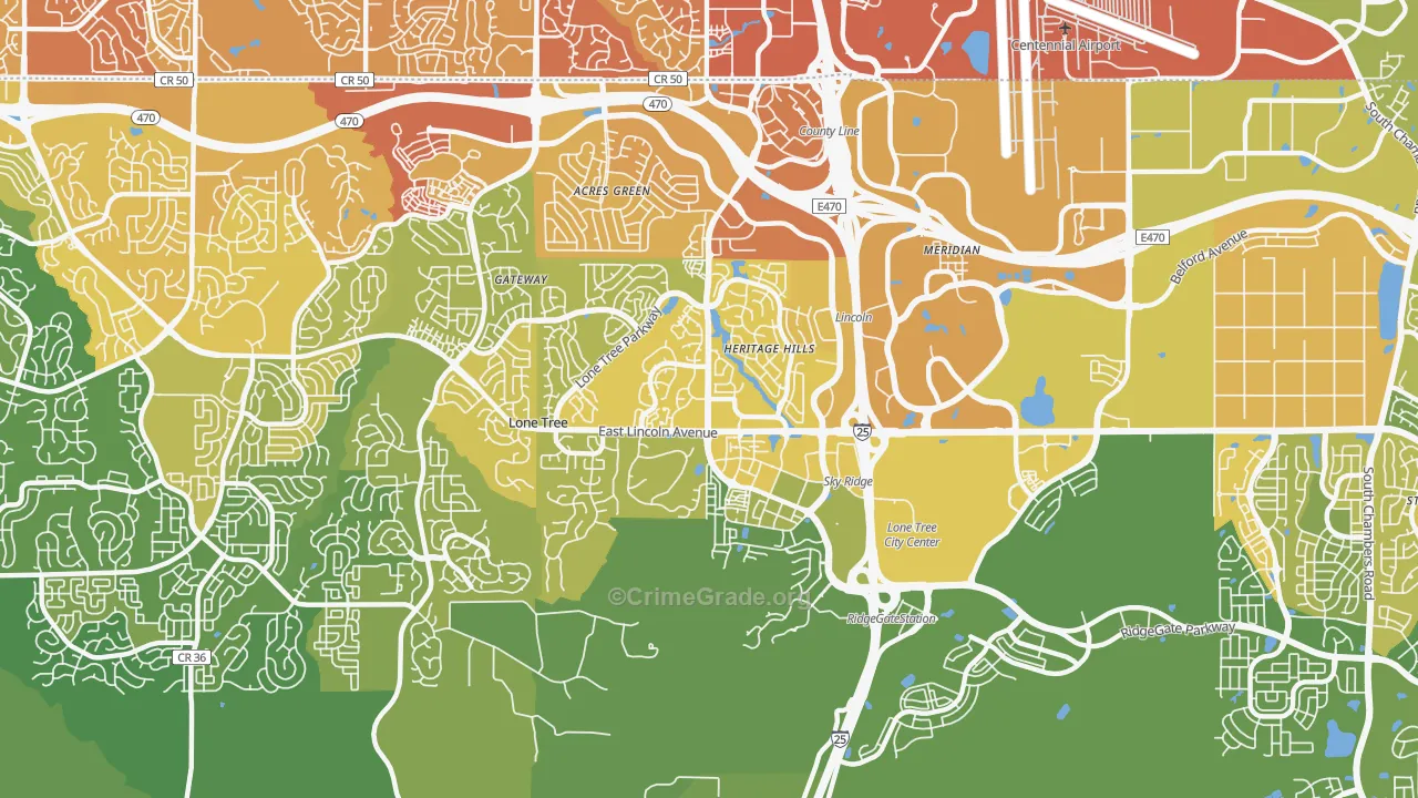 Lone Tree, CO Map of Vehicle Theft Rates