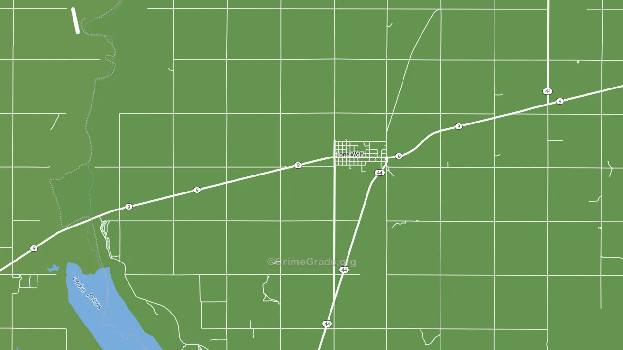 Lone Wolf, OK Map of Vehicle Theft Rates