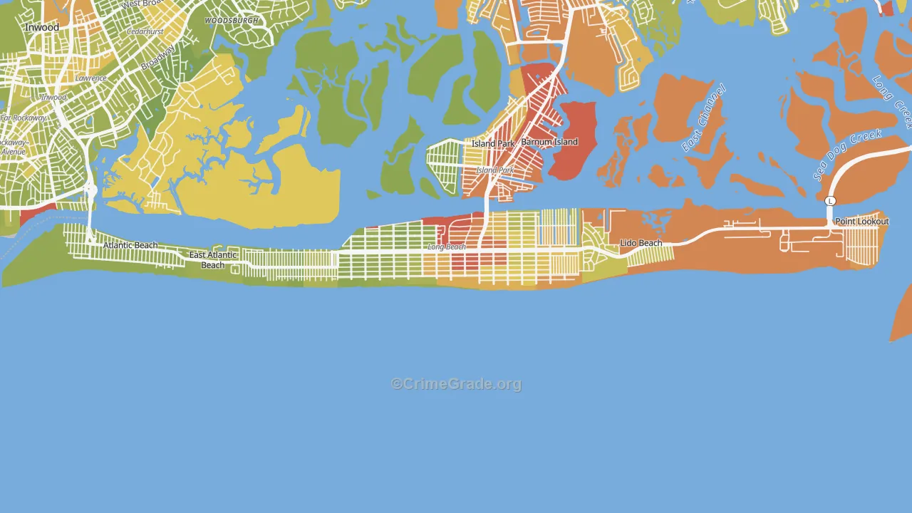 Long Beach, NY Map of Vehicle Theft Rates