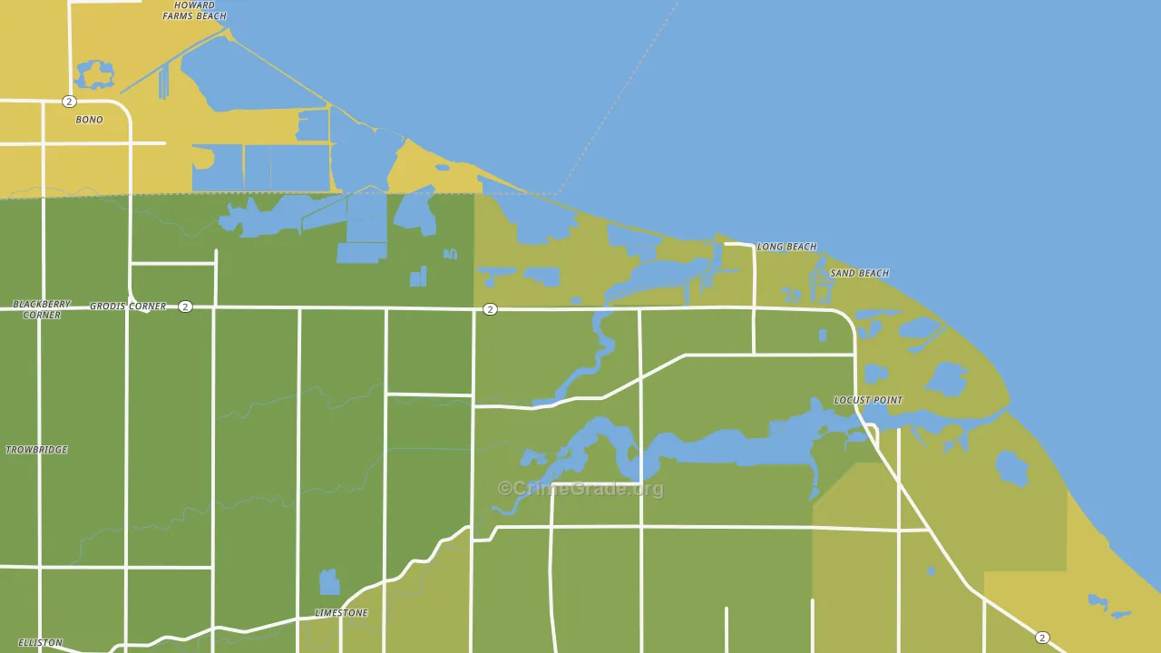 Long Beach, OH Map of Vehicle Theft Rates
