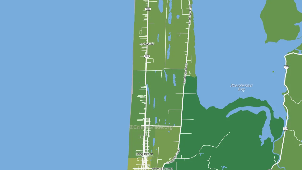 Long Beach, WA Map of Vehicle Theft Rates