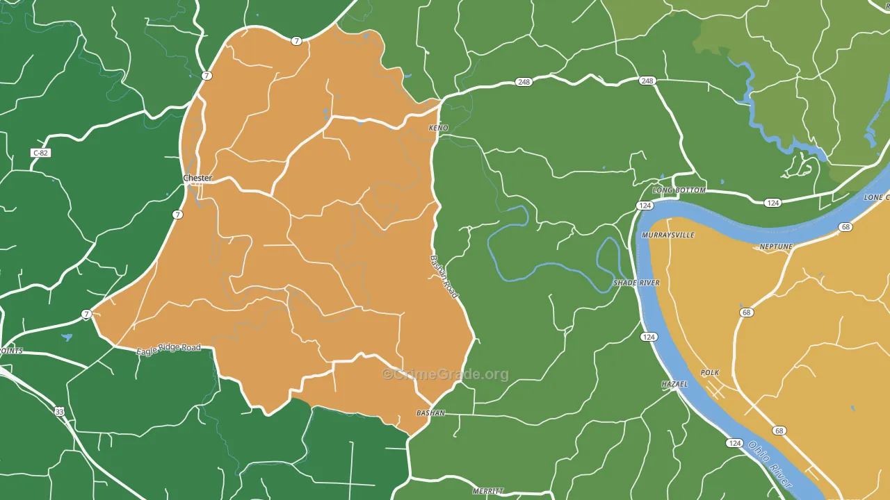 Long Bottom, OH Map of Vehicle Theft Rates