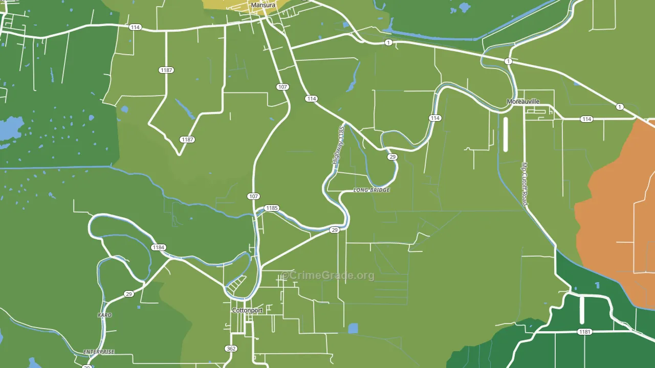 Long Bridge, LA Map of Vehicle Theft Rates