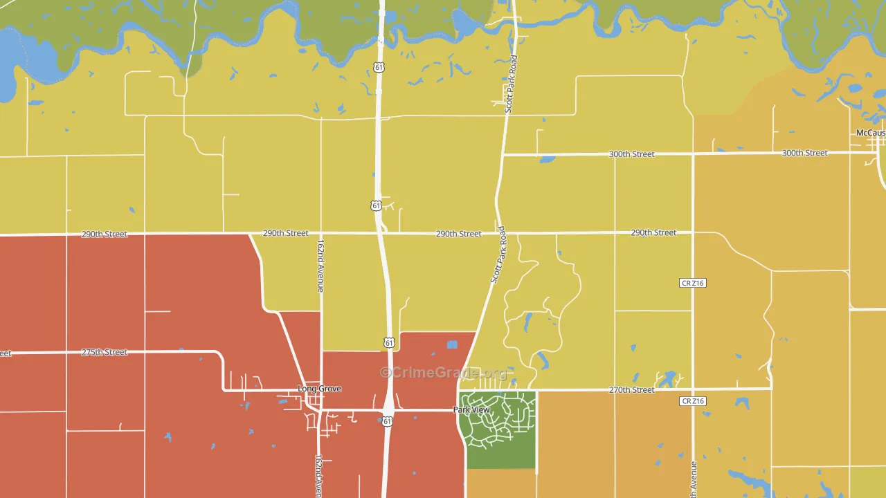 Long Grove, IA Map of Vehicle Theft Rates