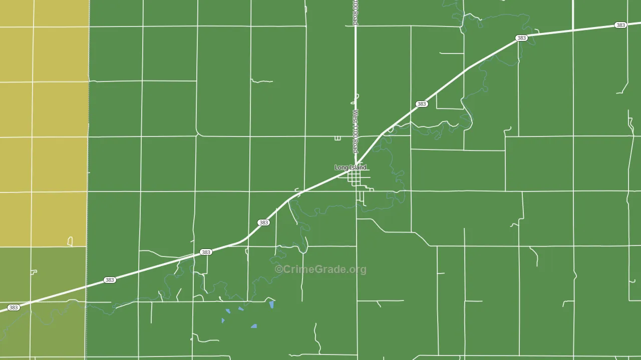 Long Island, KS Map of Vehicle Theft Rates