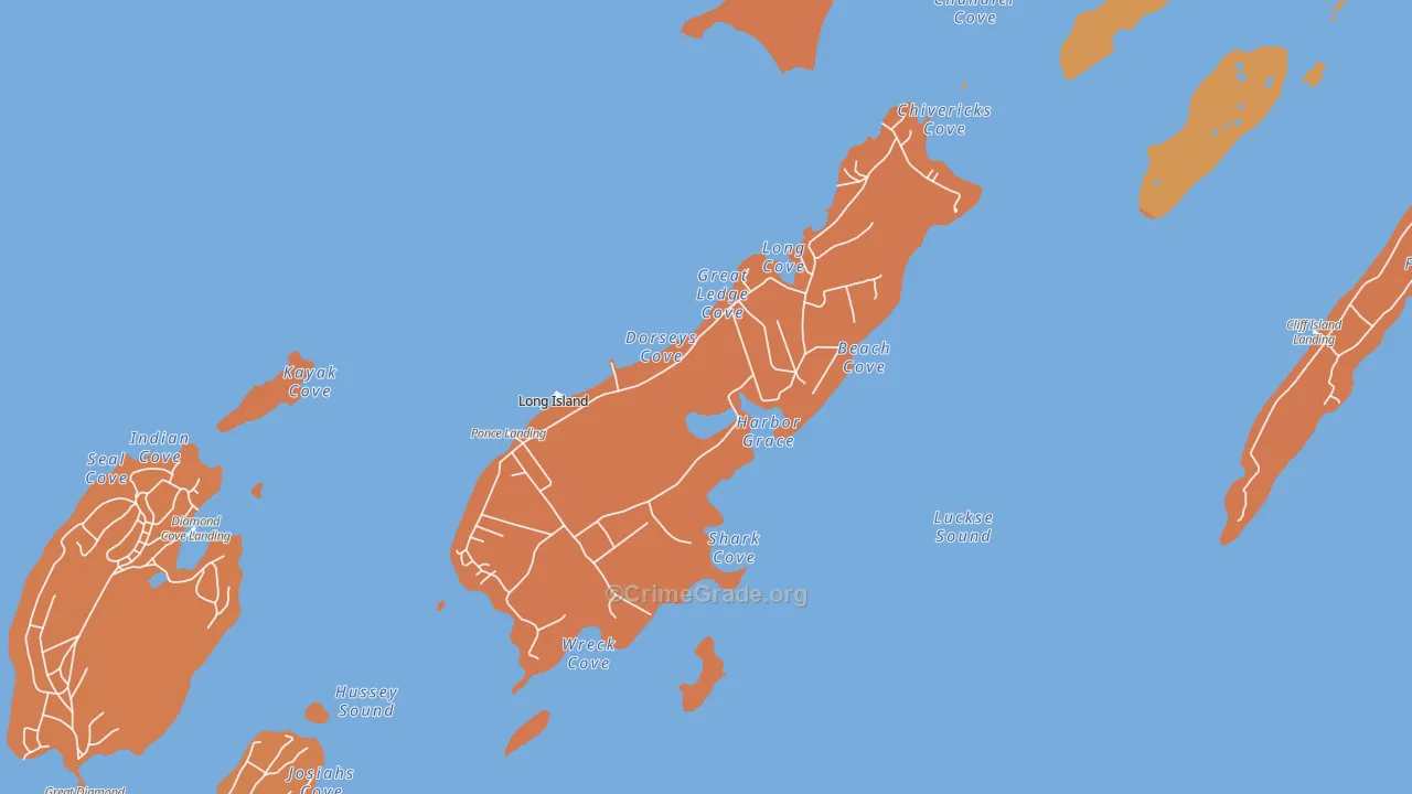 Long Island, ME Map of Vehicle Theft Rates