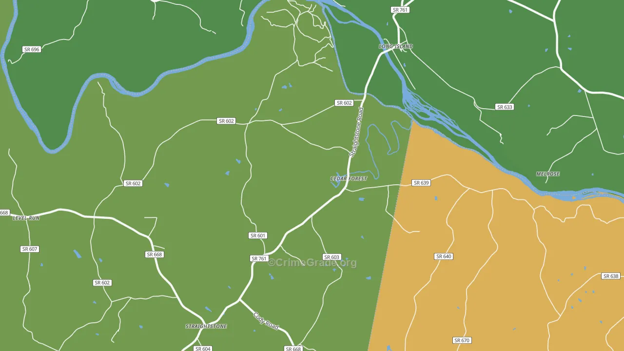 Long Island, VA Map of Vehicle Theft Rates