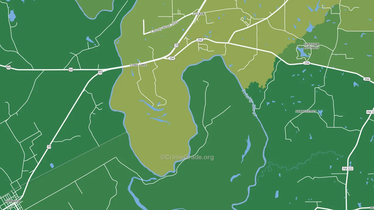 Long Lake, TX Map of Vehicle Theft Rates