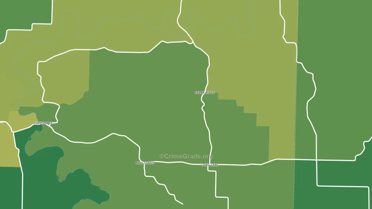 Long Lane, MO Map of Vehicle Theft Rates