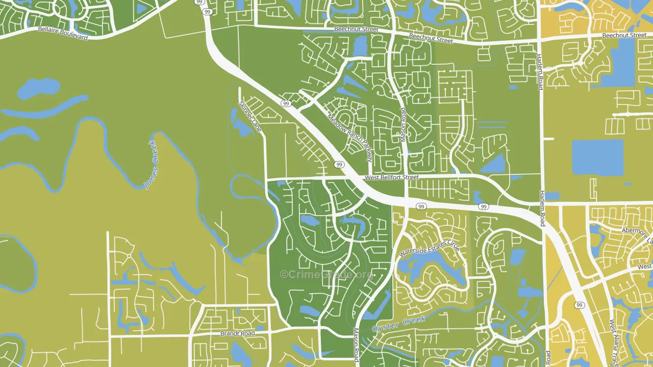 Long Meadow Farms, Richmond, TX Map of Vehicle Theft Rates