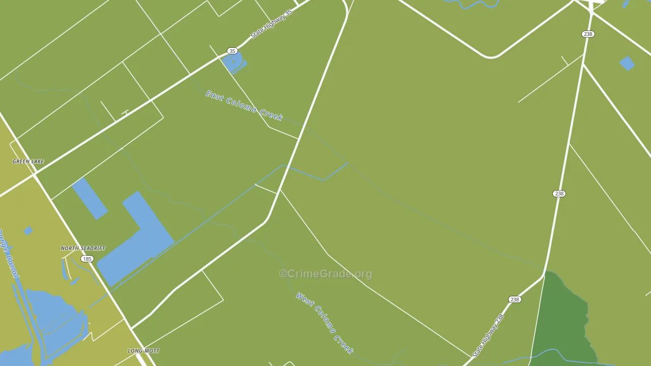 Long Mott, TX Map of Vehicle Theft Rates