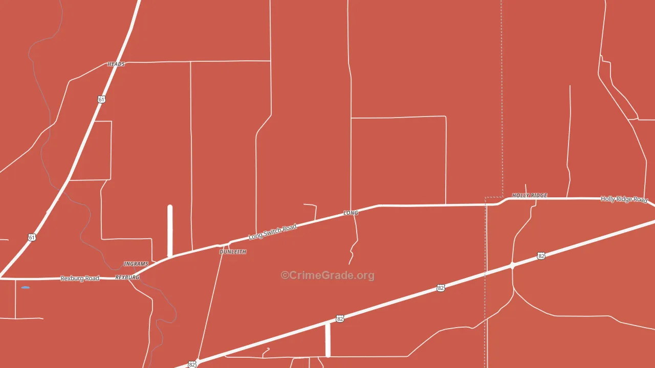 Long, MS Map of Vehicle Theft Rates