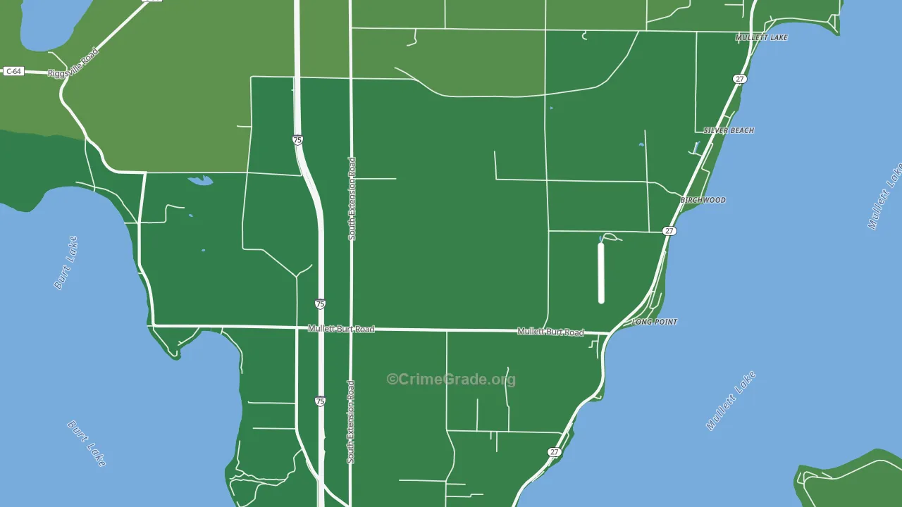 Long Point, MI Map of Vehicle Theft Rates
