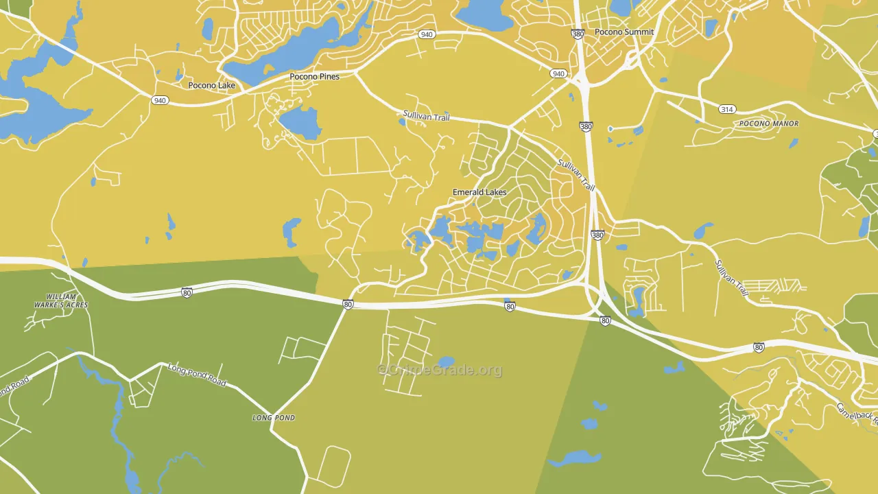 Long Pond, PA Map of Vehicle Theft Rates