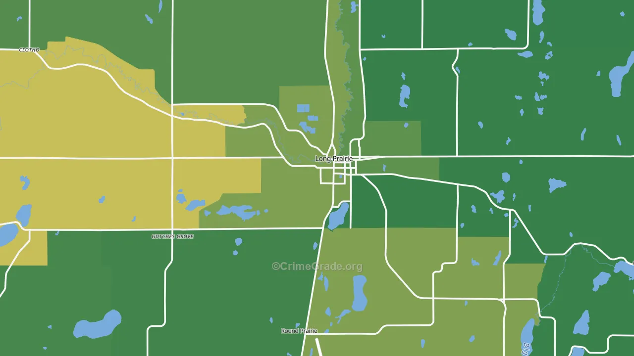 Long Prairie, MN Map of Vehicle Theft Rates