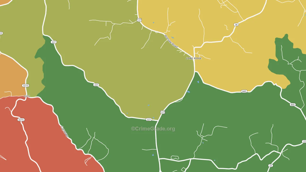Long Ridge, KY Map of Vehicle Theft Rates