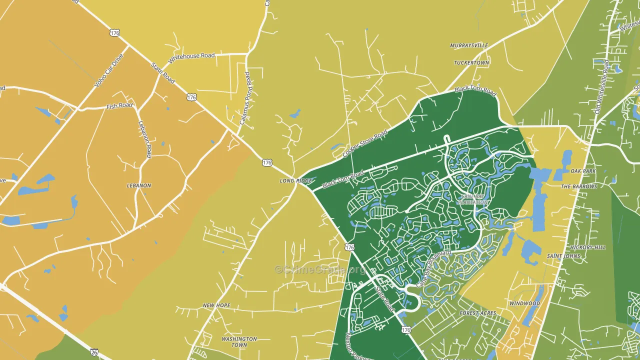 Long Ridge, SC Map of Vehicle Theft Rates