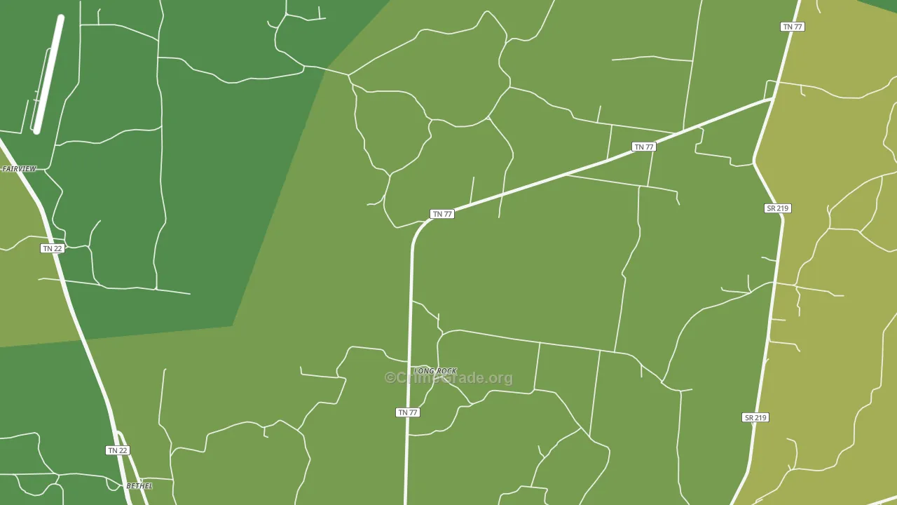 Long Rock, TN Map of Vehicle Theft Rates