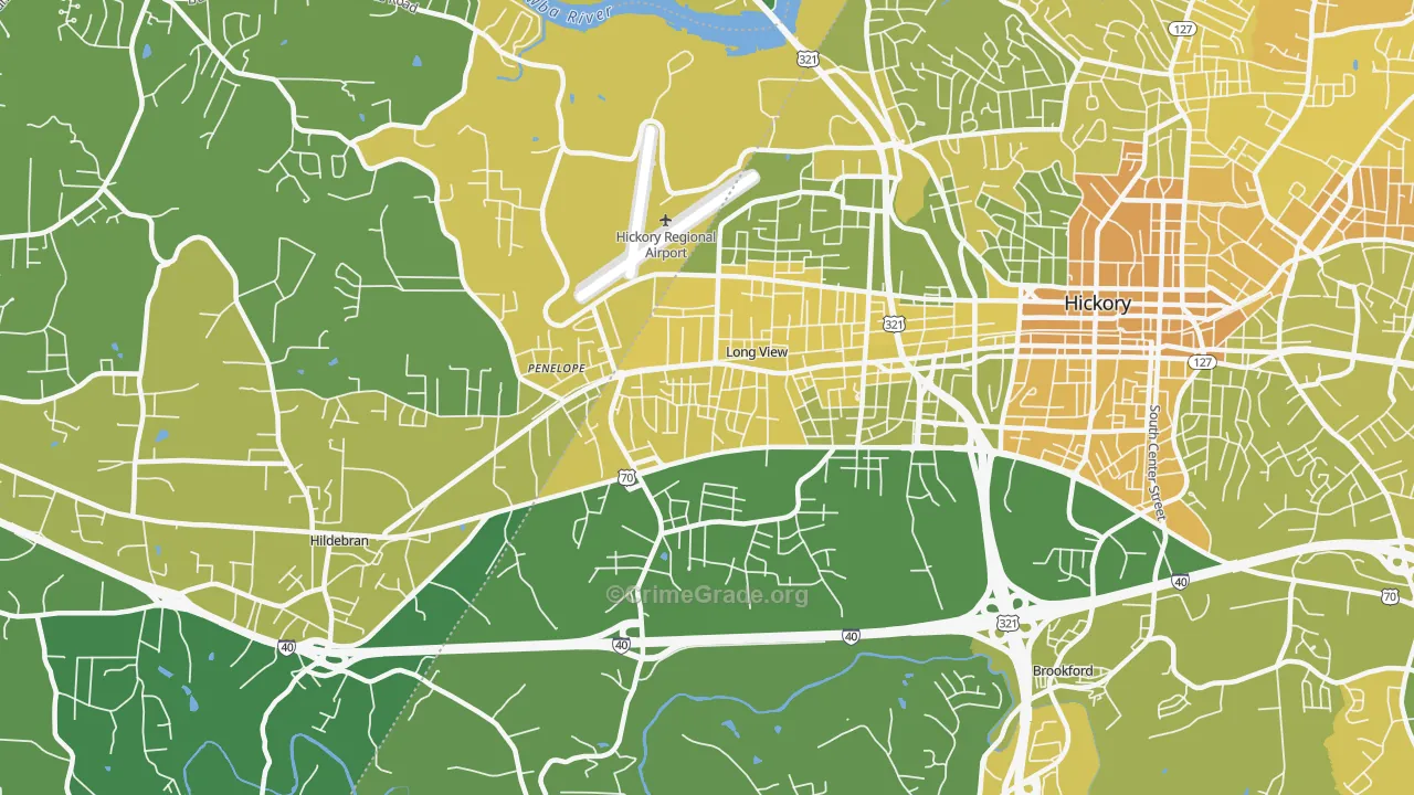 Long View, NC Map of Vehicle Theft Rates