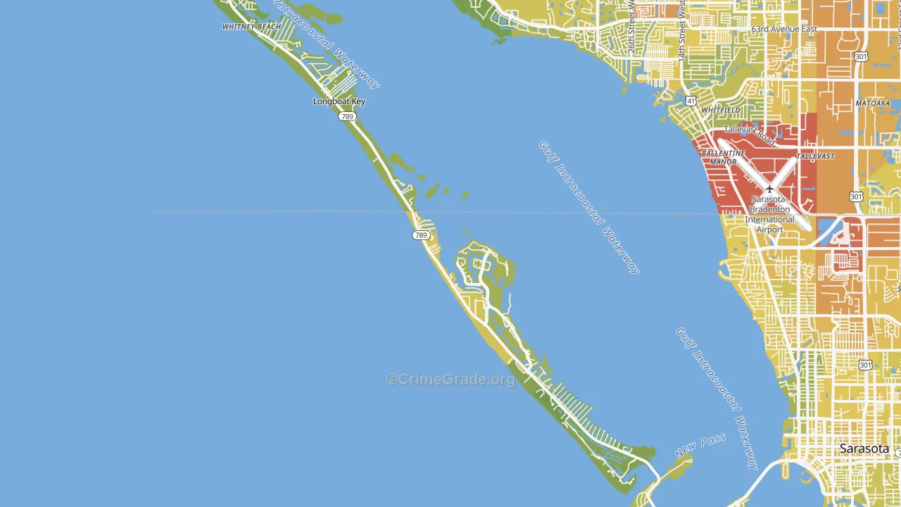 Longboat Key, FL Map of Vehicle Theft Rates