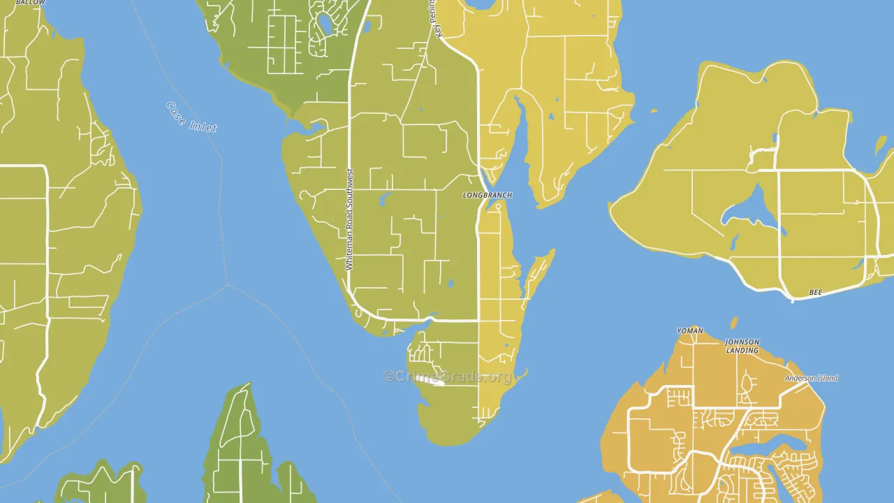 Longbranch, WA Map of Vehicle Theft Rates