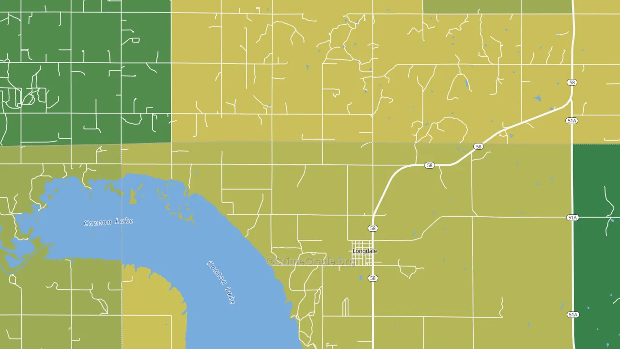 Longdale, OK Map of Vehicle Theft Rates