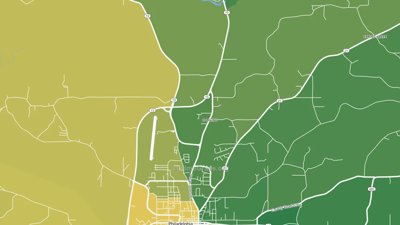 Longino, MS Map of Vehicle Theft Rates
