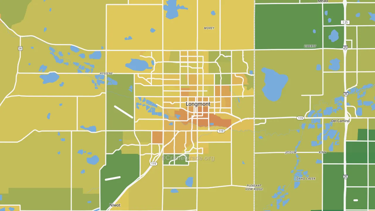 Longmont, CO Map of Vehicle Theft Rates