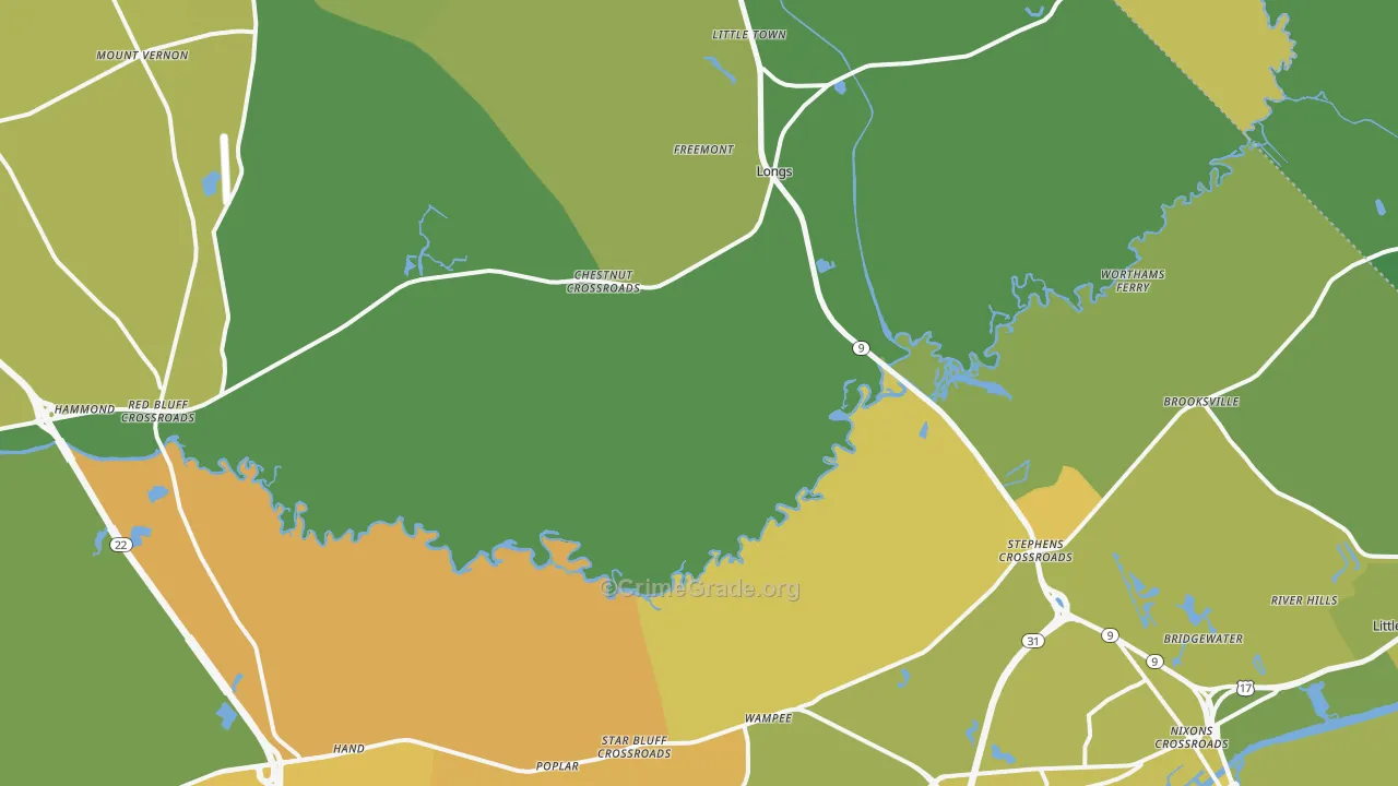 Longs, SC Map of Vehicle Theft Rates