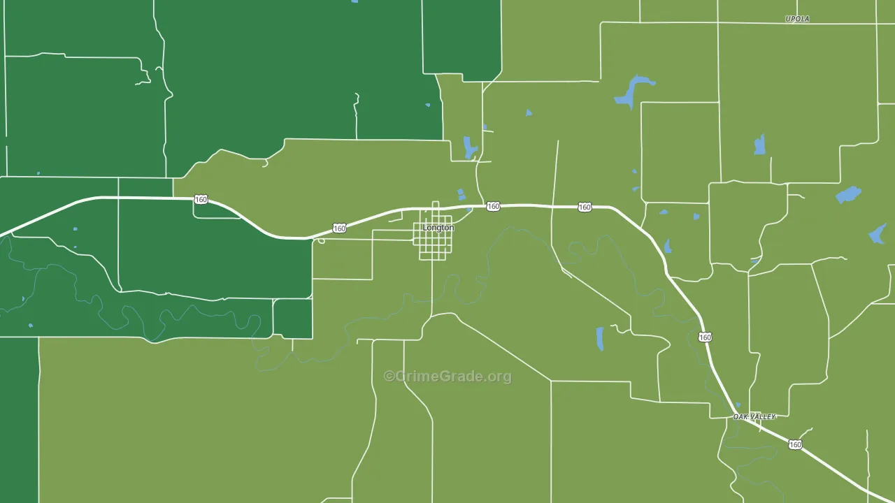Longton, KS Map of Vehicle Theft Rates