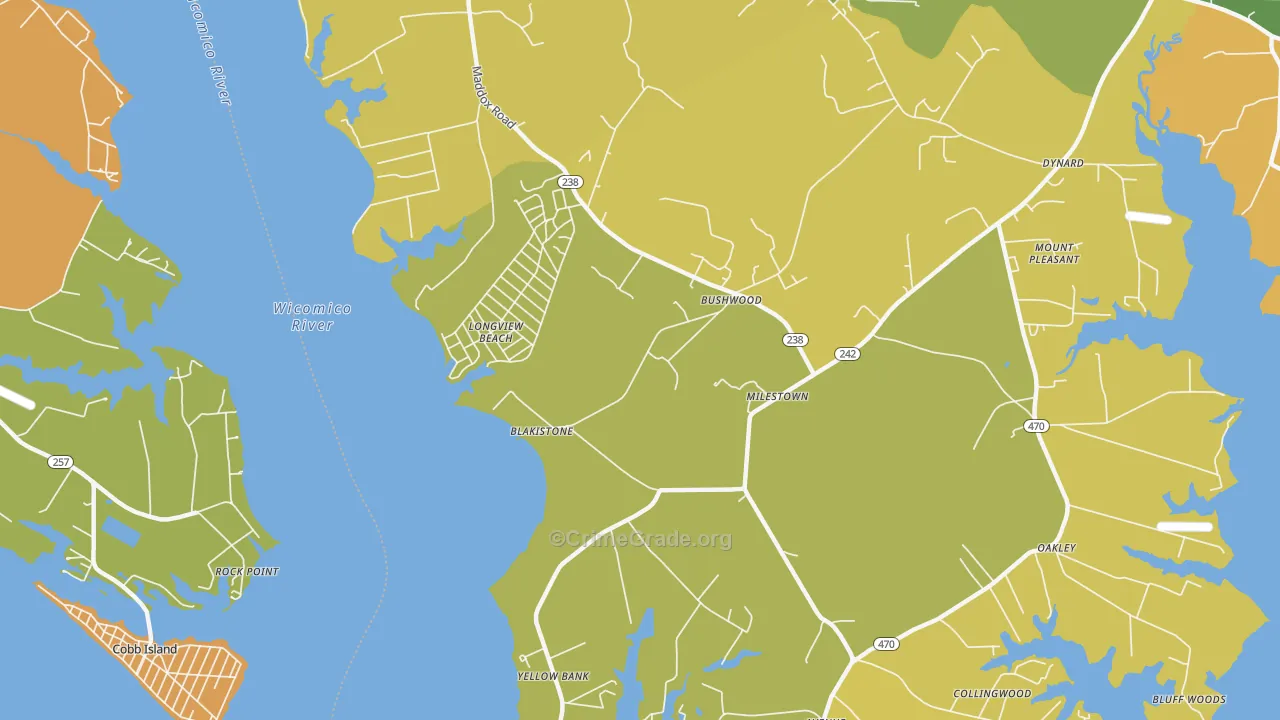 Longview Beach, MD Map of Vehicle Theft Rates