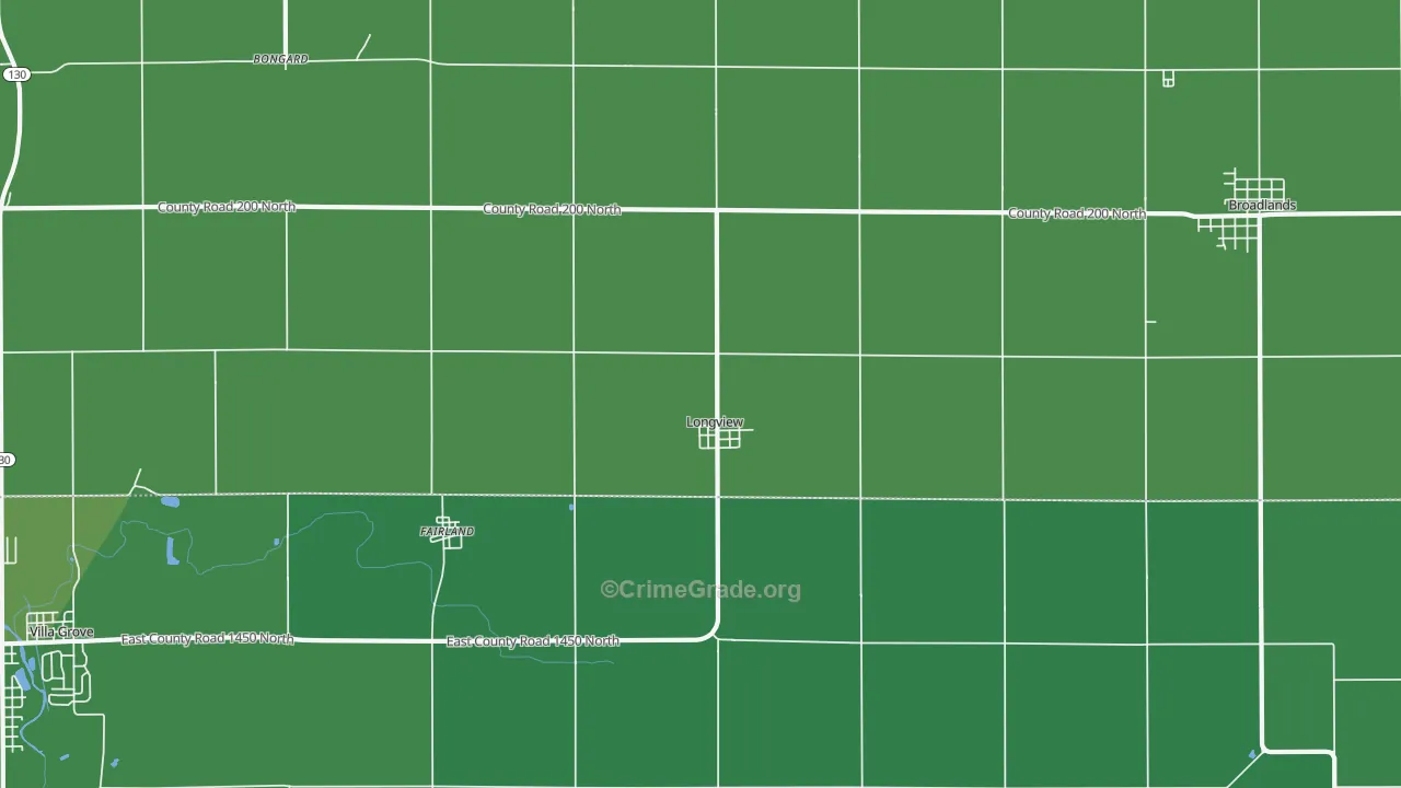 Longview, IL Map of Vehicle Theft Rates