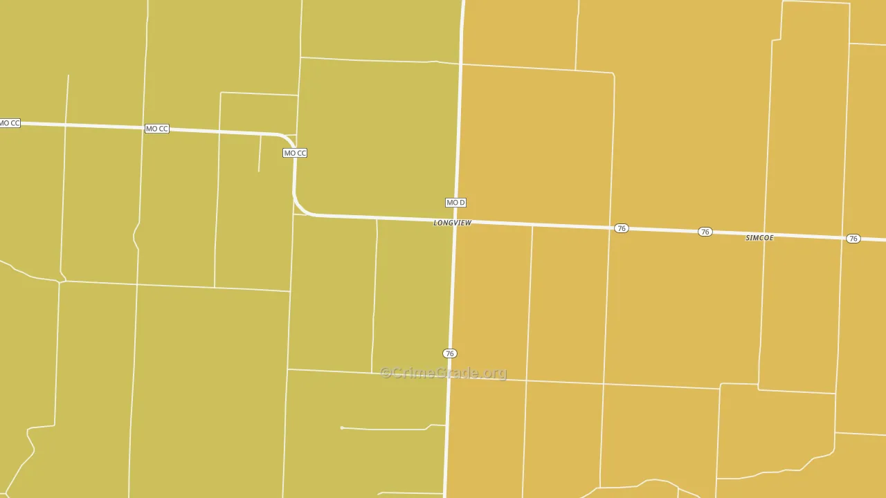 Longview, MO Map of Vehicle Theft Rates