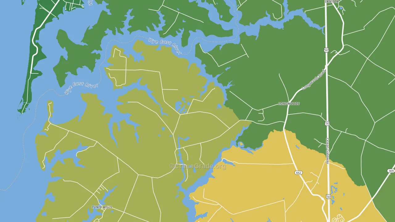 Longwoods, MD Map of Vehicle Theft Rates