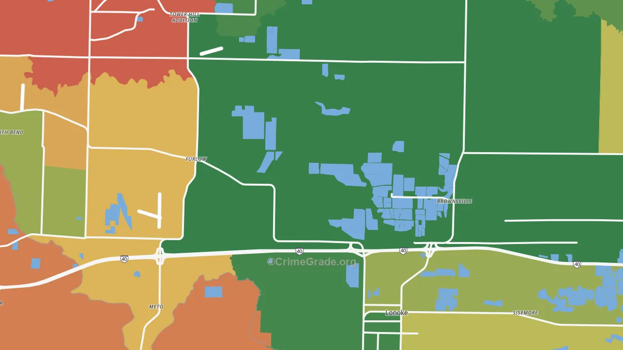 Lonoke, AR Map of Vehicle Theft Rates