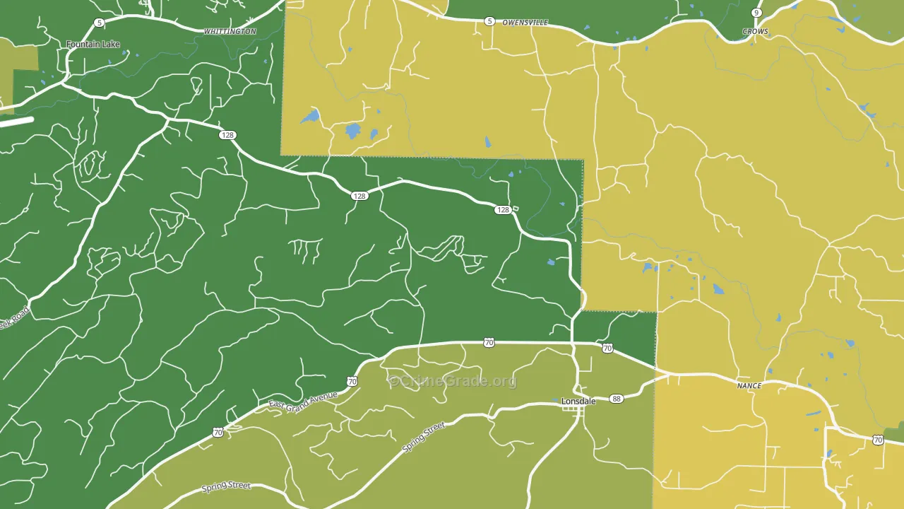 Lonsdale, AR Map of Vehicle Theft Rates