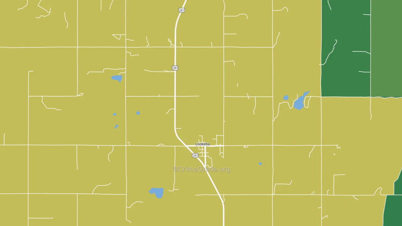 Lookeba, OK Map of Vehicle Theft Rates