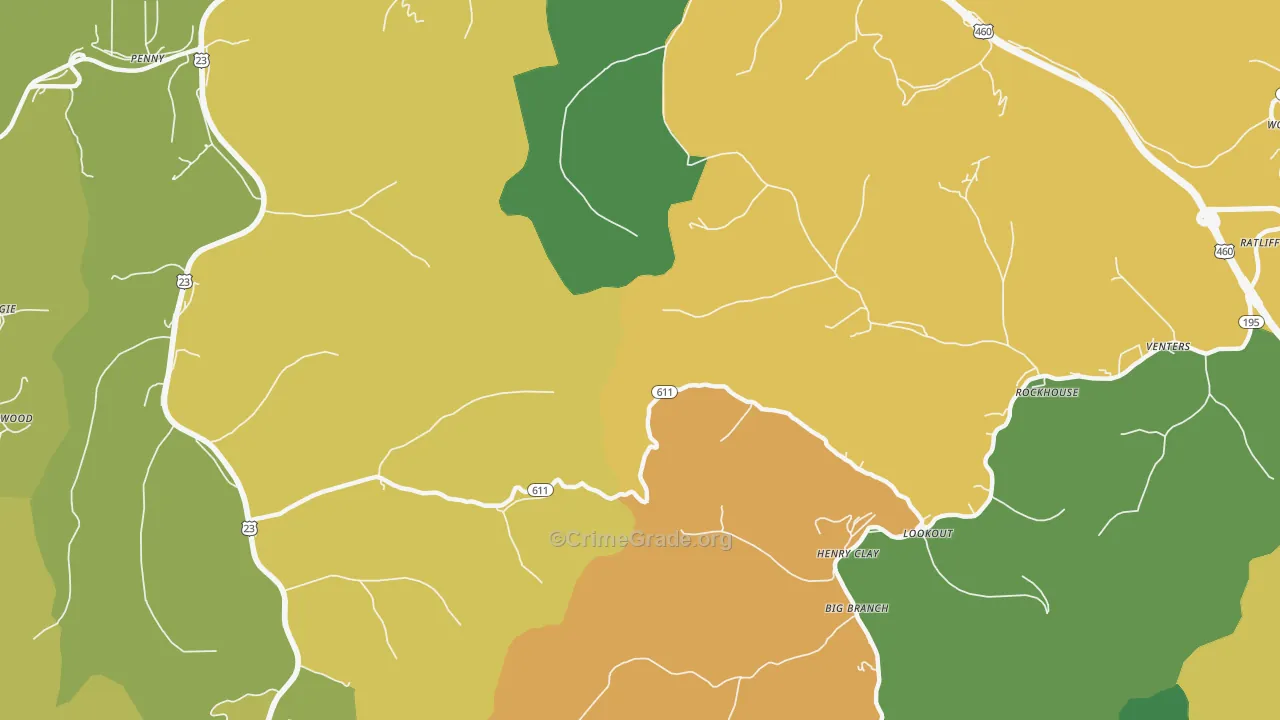 Lookout, KY Map of Vehicle Theft Rates