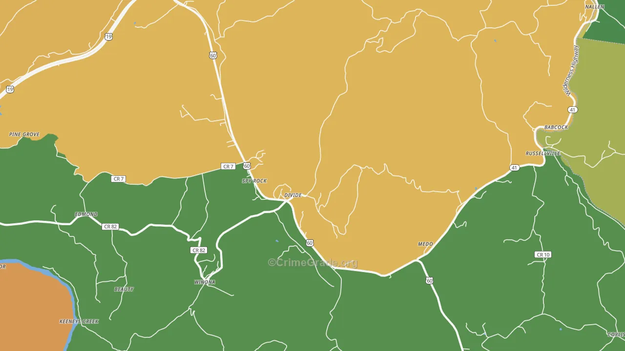 Lookout, WV Map of Vehicle Theft Rates