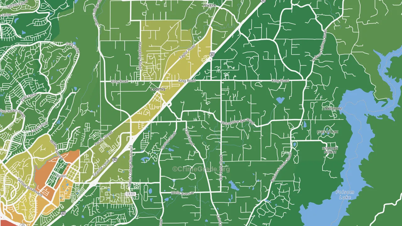 Loomis, CA Map of Vehicle Theft Rates