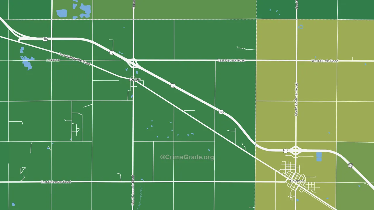 Loomis, MI Map of Vehicle Theft Rates
