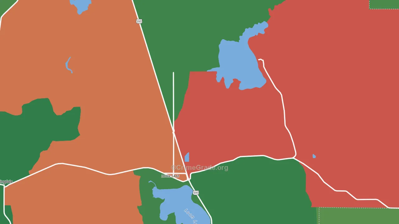 Loon Lake, WA Map of Vehicle Theft Rates